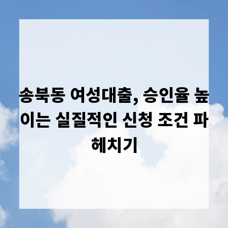 송북동 여성대출, 승인율 높이는 실질적인 신청 조건 파헤치기
