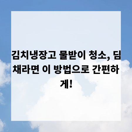 김치냉장고 물받이 청소, 딤채라면 이 방법으로 간편하게!