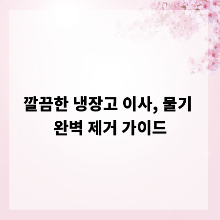 깔끔한 냉장고 이사, 물기 완벽 제거 가이드