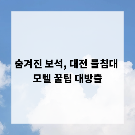숨겨진 보석, 대전 물침대 모텔 꿀팁 대방출