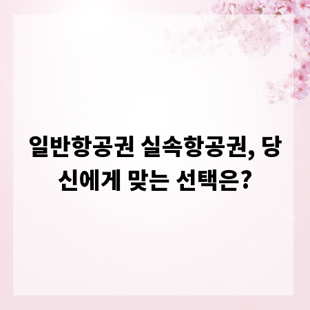 일반항공권 실속항공권, 당신에게 맞는 선택은?