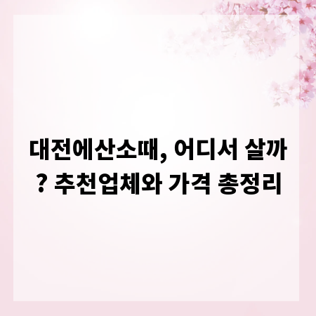 대전에산소때, 어디서 살까? 추천업체와 가격 총정리