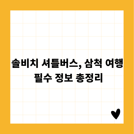 솔비치 셔틀버스, 삼척 여행 필수 정보 총정리