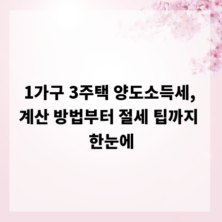 1가구 3주택 양도소득세, 계산 방법부터 절세 팁까지 한눈에