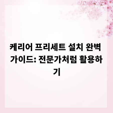 케리어 프리세트 설치 완벽 가이드: 전문가처럼 활용하기