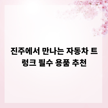 진주에서 만나는 자동차 트렁크 필수 용품 추천