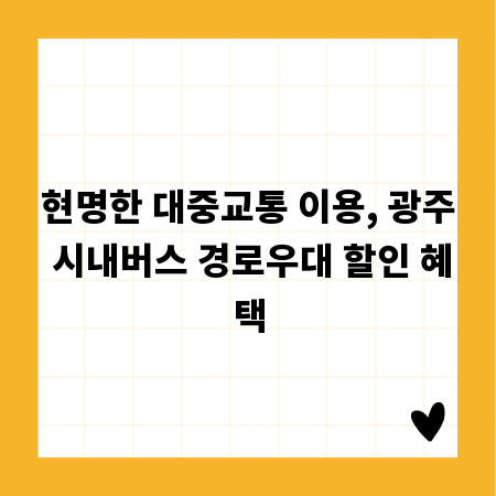 현명한 대중교통 이용, 광주 시내버스 경로우대 할인 혜택