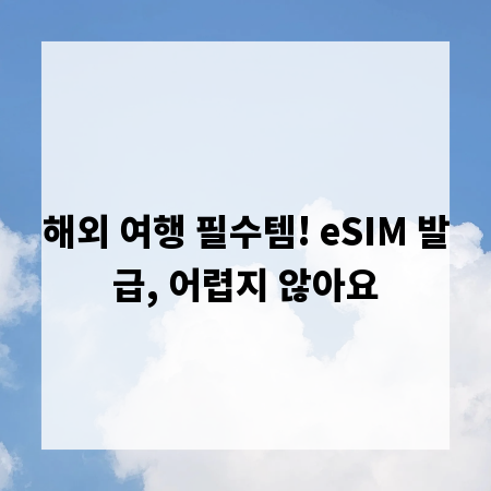 해외 여행 필수템! eSIM 발급, 어렵지 않아요