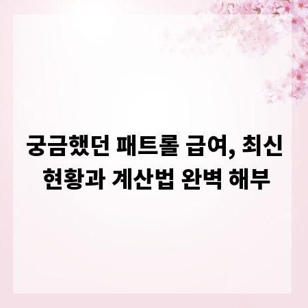 궁금했던 패트롤 급여, 최신 현황과 계산법 완벽 해부
