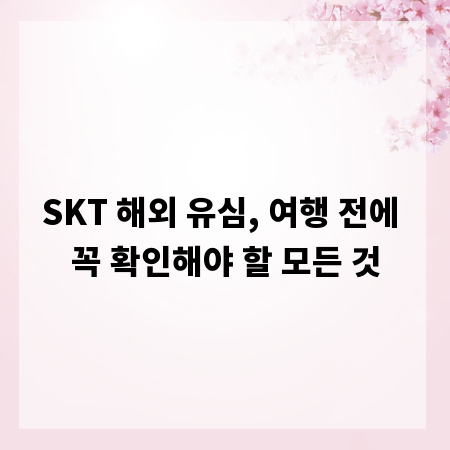 SKT 해외 유심, 여행 전에 꼭 확인해야 할 모든 것