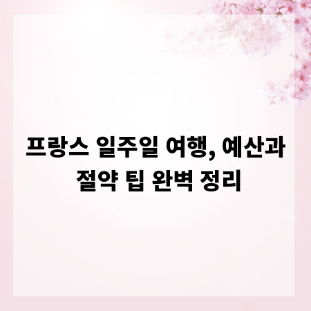 프랑스 일주일 여행, 예산과 절약 팁 완벽 정리