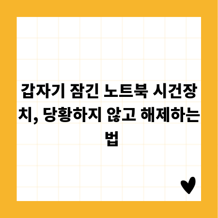 갑자기 잠긴 노트북 시건장치, 당황하지 않고 해제하는 법