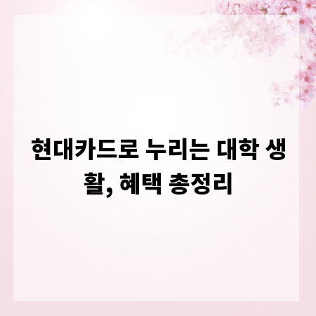 현대카드로 누리는 대학 생활, 혜택 총정리