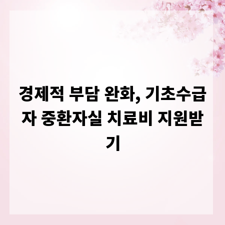 경제적 부담 완화, 기초수급자 중환자실 치료비 지원받기