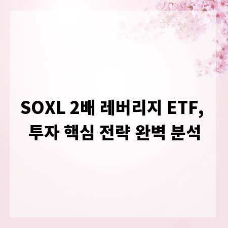 SOXL 2배 레버리지 ETF, 투자 핵심 전략 완벽 분석