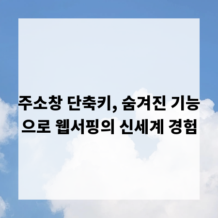 주소창 단축키, 숨겨진 기능으로 웹서핑의 신세계 경험