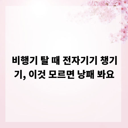 비행기 탈 때 전자기기 챙기기, 이것 모르면 낭패 봐요