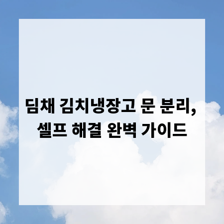 딤채 김치냉장고 문 분리, 셀프 해결 완벽 가이드
