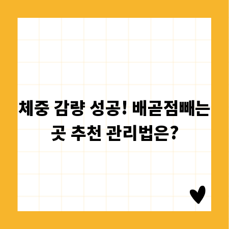 체중 감량 성공! 배곧점빼는곳 추천 관리법은?