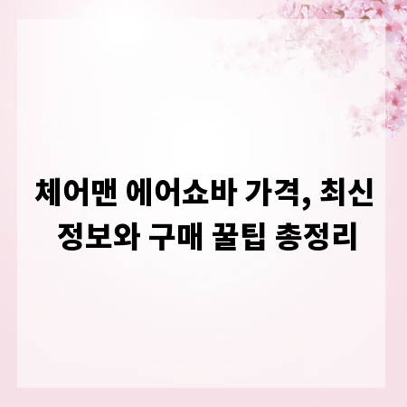 체어맨 에어쇼바 가격, 최신 정보와 구매 꿀팁 총정리