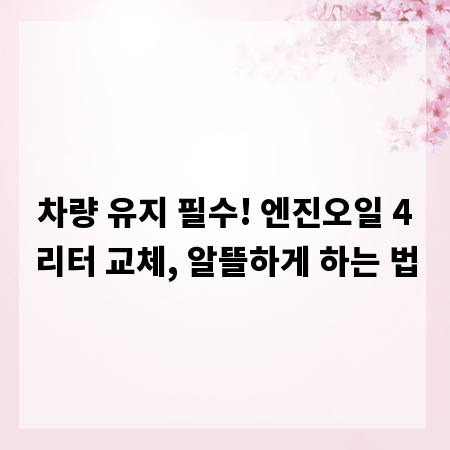 차량 유지 필수! 엔진오일 4리터 교체, 알뜰하게 하는 법