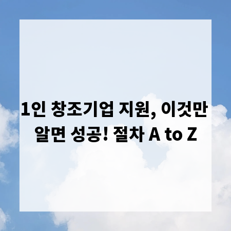 1인 창조기업 지원, 이것만 알면 성공! 절차 A to Z