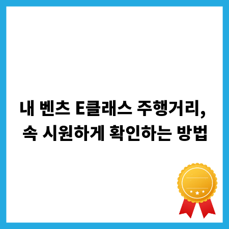 내 벤츠 E클래스 주행거리, 속 시원하게 확인하는 방법