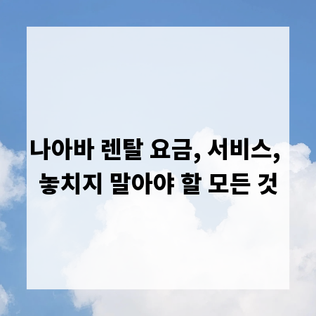 나아바 렌탈 요금, 서비스, 놓치지 말아야 할 모든 것