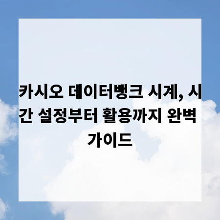 카시오 데이터뱅크 시계, 시간 설정부터 활용까지 완벽 가이드