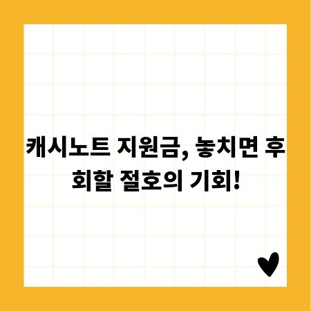 캐시노트 지원금, 놓치면 후회할 절호의 기회!