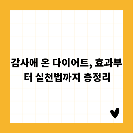 감사애 온 다이어트, 효과부터 실천법까지 총정리