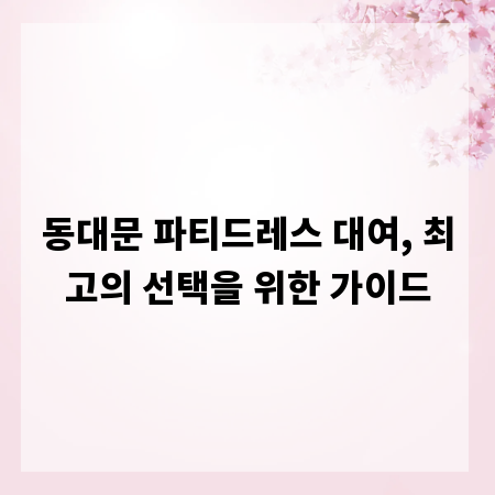 동대문 파티드레스 대여, 최고의 선택을 위한 가이드