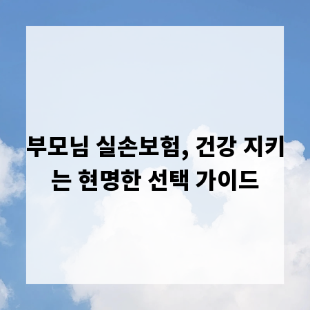 부모님 실손보험, 건강 지키는 현명한 선택 가이드