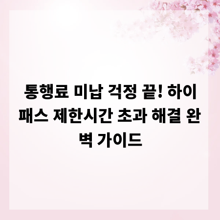 통행료 미납 걱정 끝! 하이패스 제한시간 초과 해결 완벽 가이드
