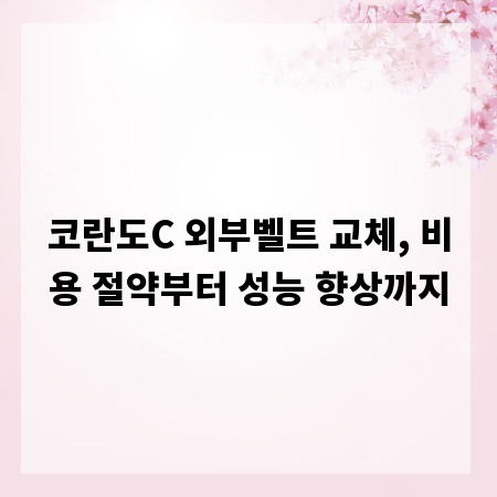 코란도C 외부벨트 교체, 비용 절약부터 성능 향상까지