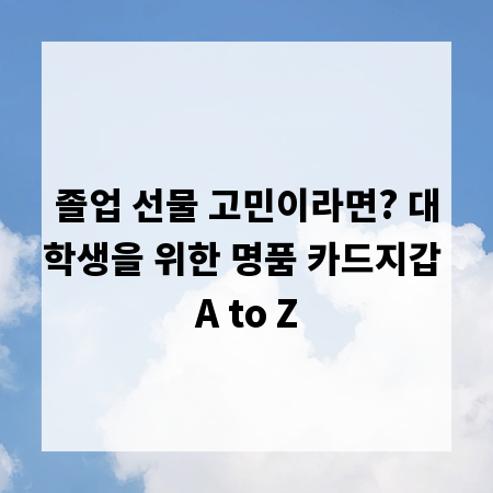졸업 선물 고민이라면? 대학생을 위한 명품 카드지갑 A to Z
