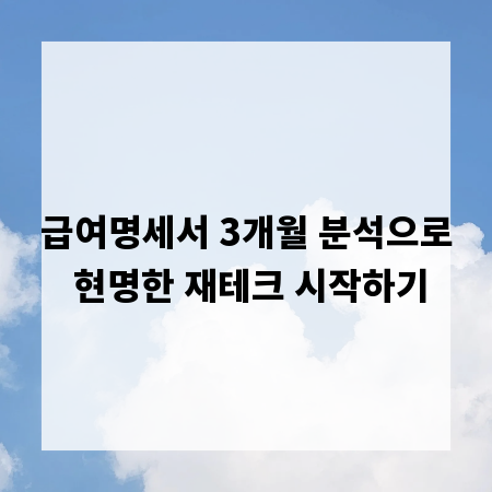 급여명세서 3개월 분석으로 현명한 재테크 시작하기