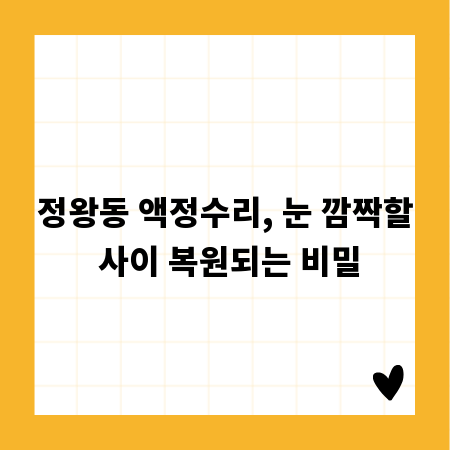 정왕동 액정수리, 눈 깜짝할 사이 복원되는 비밀