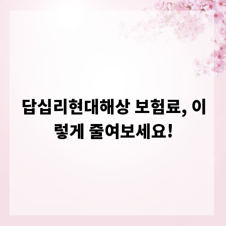 답십리현대해상 보험료, 이렇게 줄여보세요!
