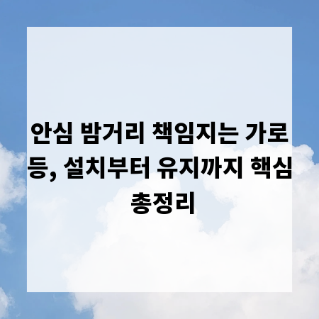 안심 밤거리 책임지는 가로등, 설치부터 유지까지 핵심 총정리