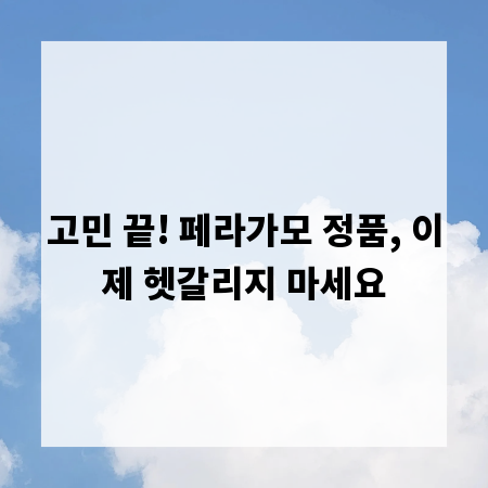 고민 끝! 페라가모 정품, 이제 헷갈리지 마세요