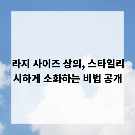 라지 사이즈 상의, 스타일리시하게 소화하는 비법 공개