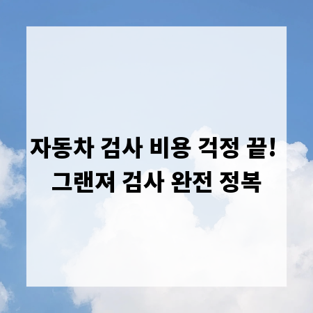 자동차 검사 비용 걱정 끝! 그랜져 검사 완전 정복