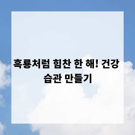 흑룡처럼 힘찬 한 해! 건강 습관 만들기