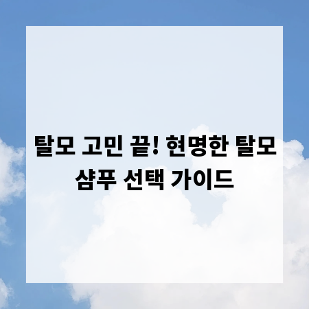 탈모 고민 끝! 현명한 탈모샴푸 선택 가이드