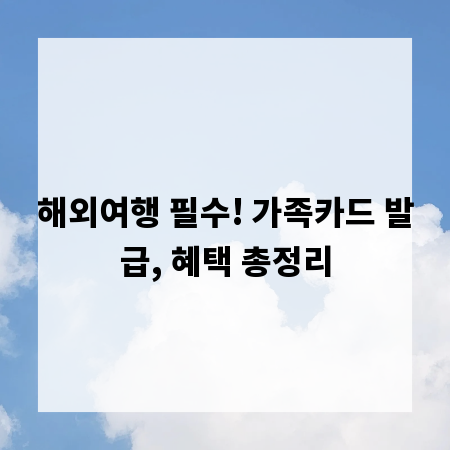 해외여행 필수! 가족카드 발급, 혜택 총정리