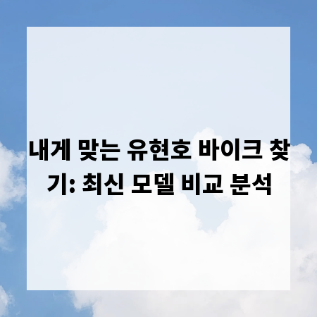 내게 맞는 유현호 바이크 찾기: 최신 모델 비교 분석