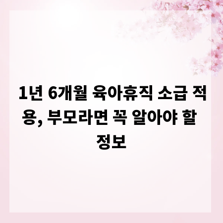 1년 6개월 육아휴직 소급 적용, 부모라면 꼭 알아야 할 정보