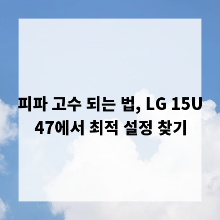 피파 고수 되는 법, LG 15U47에서 최적 설정 찾기