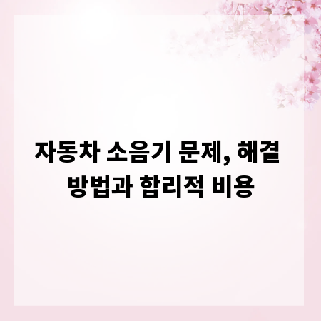 자동차 소음기 문제, 해결 방법과 합리적 비용